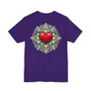 Heart Mandala T-Shirt — Decorative Red Heart on Floral Mandala Crew Tee