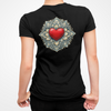 Heart Mandala T-Shirt — Decorative Red Heart on Floral Mandala Crew Tee