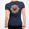 Heart Mandala T-Shirt — Decorative Red Heart on Floral Mandala Crew Tee